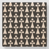 Ermine Pattern, Middeleeuws Patroon, Wit op Zwart Stenen Onderzetter (Voorkant)