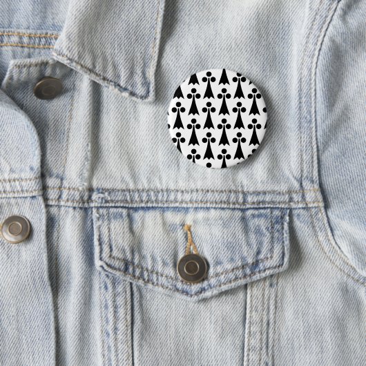 Ermine Pattern, Middeleeuws Patroon, Zwart op Wit Ronde Button 5,7 Cm (In situ)
