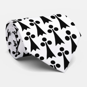 Ermine Pattern, Middeleeuws Patroon, Zwart op Wit Stropdas