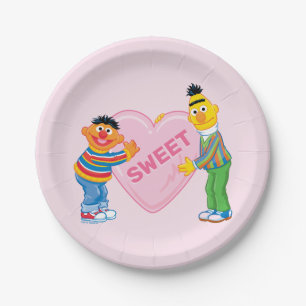 Ernie & Bert Big Valentijns Heart Papieren Bordje