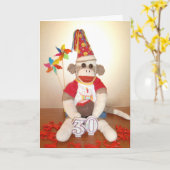 Ernie carte d'anniversaire de singe de chaussette (Fleur jaune)