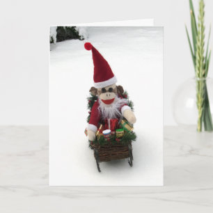 Ernie de Kerstkaart van de Kerstman van de Aap van Feestdagen Kaart