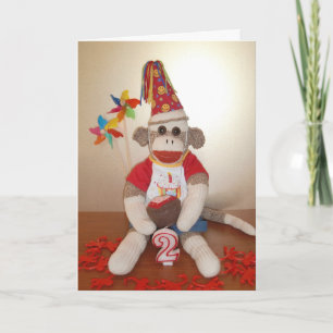 Ernie de Sock Monkey 2e Verjaardag Kaart