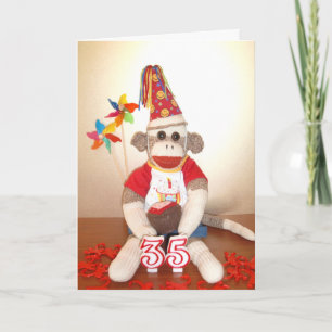 Ernie de Sock Monkey 35ste Verjaardag Kaart