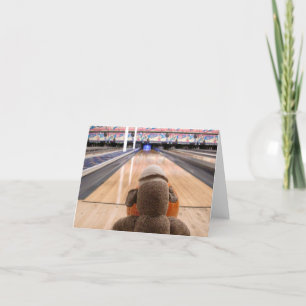 Ernie de Sock Monkey Bowling Note Kaart