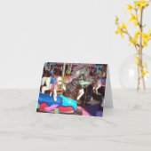 Ernie de Sock Monkey Carrousel Horse Note Kaart (Gele Bloem)