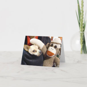 Ernie de Sock Monkey en Chihuahua Kaart