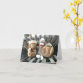 Ernie de Sock Monkey en vrienden Note Kaart (Gele Bloem)