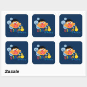 Ernie en Duckie Bubbles Vierkante Sticker (Vel)
