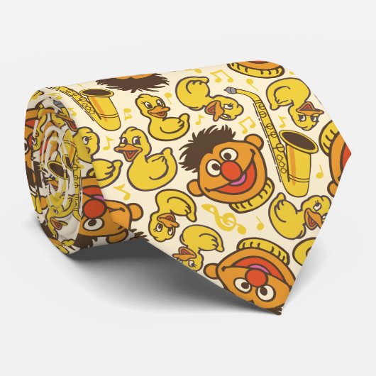 Ernie en Rubber Duckie Pattern Stropdas (Opgerold)
