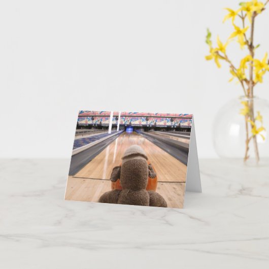 Ernie la carte de note de Bowling Sock Monkey (Fleur jaune)