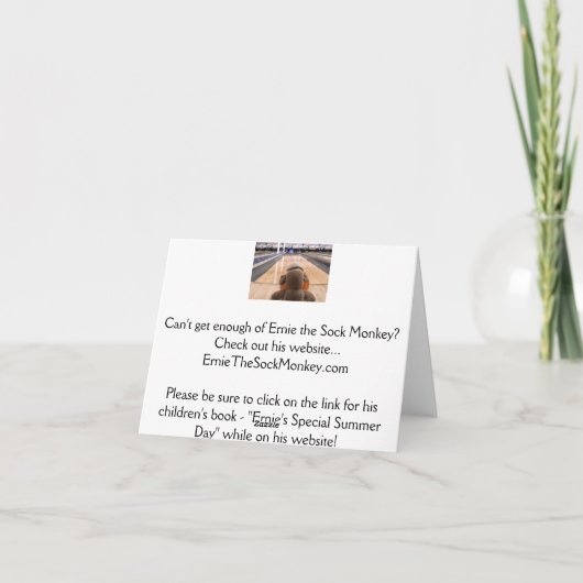Ernie la carte de note de Bowling Sock Monkey (Dos)