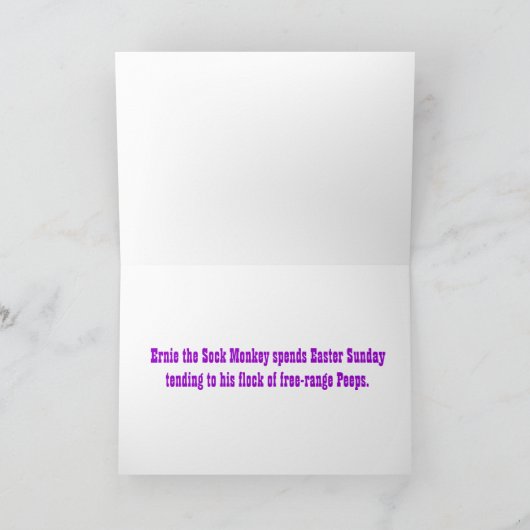 Ernie Monkey Sock Libre Range Peeps Carte de Pâque (Intérieur)
