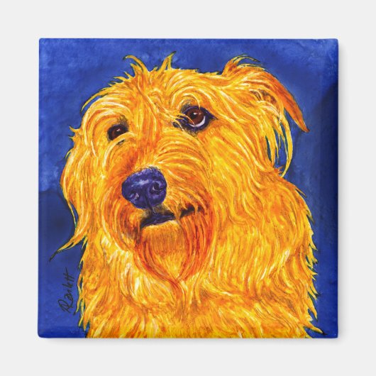 "Ernie" - Shaggy Hound Mix Magnet Magneet (Voorkant)