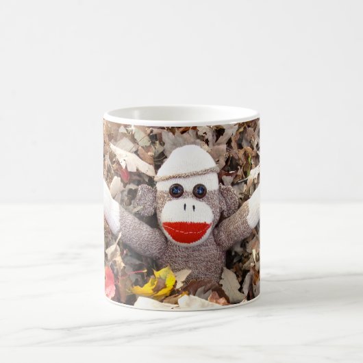 Ernie the Sock Monkey Autumn Leaves Mok (Center)