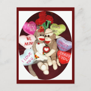 Ernie the Sock Monkey Hearts Valentijn Briefkaart