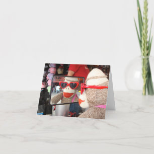 Ernie the Sock Monkey Sunglasses Note Card Feestdagen Kaart