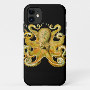  Ernst Haeckel Octopus in Geel iPhone 11 Hoesje