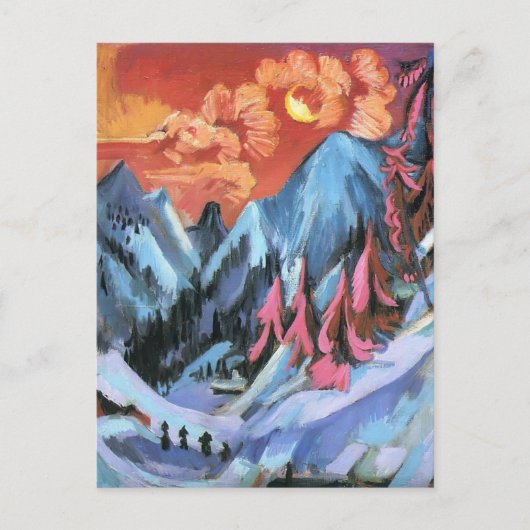 Ernst Kirchner - Winterlandschap in Moonlight Briefkaart (Voorkant)
