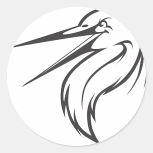 Ernstig Great Blue Heron Bird in Black and White Ronde Sticker
