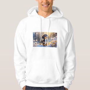 Ernstig uitziende gezwollen teckel zwart kort haar hoodie