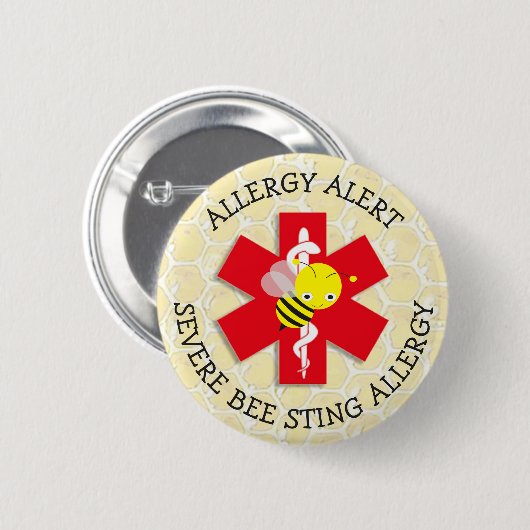Ernstige BEE STING Allergy Alert Button (Voorkant /achterkant)