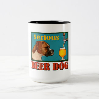 Ernstige bierretro boxer Dog Craft Beer Lover Tweekleurige Koffiemok