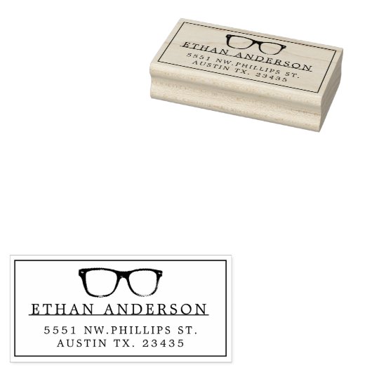 Ernstige bril | Funny Custom Name Rubberstempel (Gestempeld)
