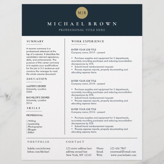 Ernstige CV-template eenvoudig duidelijk (Voorkant)