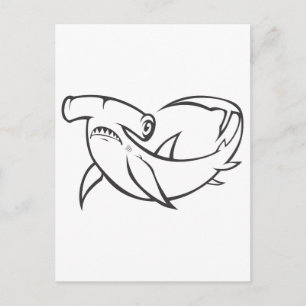 Ernstige Hammerhead Shark in Black and White Briefkaart