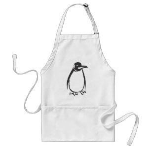 Ernstige keizer Penguin Bird in Black and White Standaard Schort