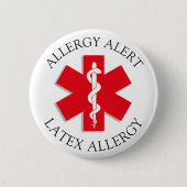 Ernstige latex allergie alert Button (Voorkant)
