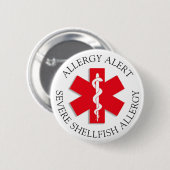 Ernstige SHELLFISH Allergy Alert Button (Voorkant /achterkant)