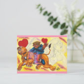 Eros rijden Leeuw Prinses waterverf liefde 3 Feestdagenkaart (Staand voorkant)