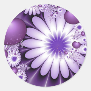 Erotische abstracte bloemen & harten fractal ronde sticker