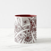 "Errant Traipse" rode en witte wervelfractal Tweekleurige Koffiemok (Center)