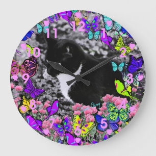 Erreurs dans Butterflies II - Tuxedo Cat Horloge