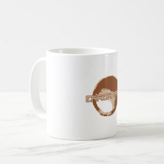 Error Brew-Mok | Retro Pixelated Coffee Cup met " Koffiemok (Voorkant links)