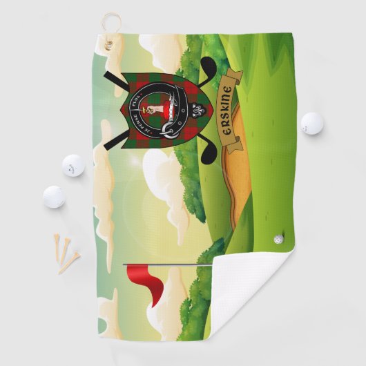 Erskine Clan Badge & Tartan Golf Handdoek (Insitu)