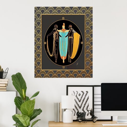 ERTE Art Deco Three-Dames Poster (Thuiskantoor)