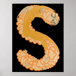 Erté - De letter S uit de Alphabet Suite, 1976 Poster