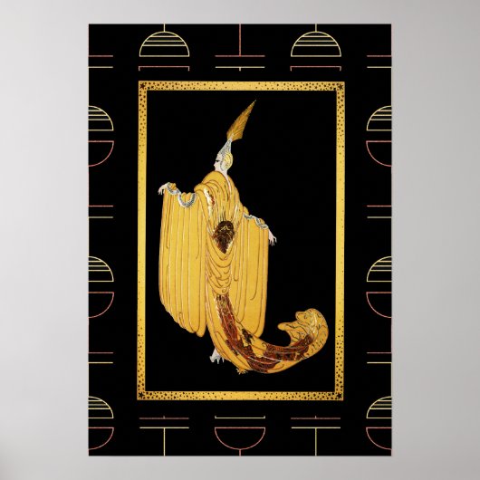 Erte Deco Style Lady Poster - Goud/Geel (Voorkant)