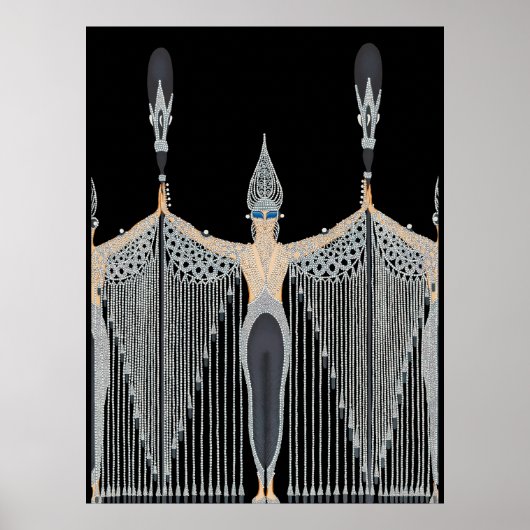 Erté - Les Bijoux de Perle [zwart] Poster (Voorkant)