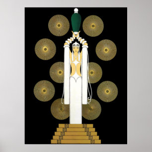 Erté - Smaragdgroene vaas [nachtversie] Poster
