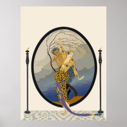 Erté - Vrouw en Satyr Poster (Voorkant)