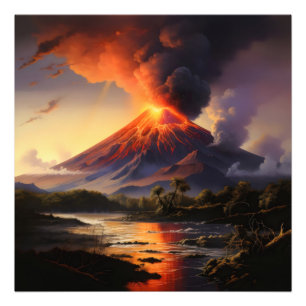 Erupting Volcano Foto Afdruk