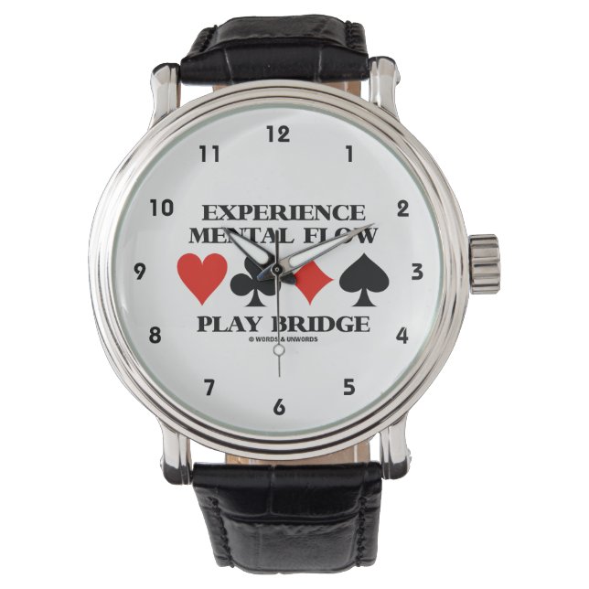 Ervaar de Mental Flow Play Bridge (Card Suits) Horloge (Voorkant)