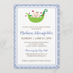 Erwt in de peul baby shower uitnodiging (Jongen)
