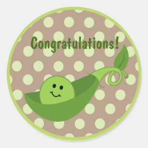 Erwt in een pod Baby shower sticker - groen