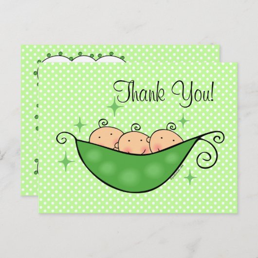 erwt in mijn pod drieling dank je Briefkaart (Voorkant / Achterkant)